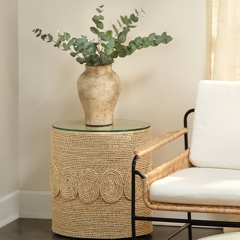 Beige Ceramic Rustic Urn-Shaped Table Vase