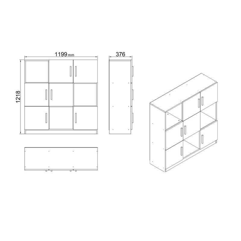 Caylan 121.8cm Kitchen Pantry, Oak/Black