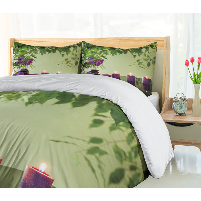 Modern & Contemporary Polyester Floral Duvet Cover, King Duvet Cover + 2 Shams