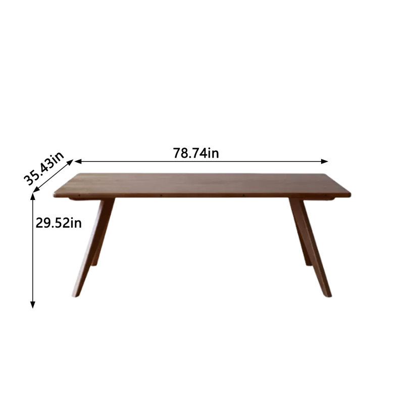 Solid Wood Dining Table, 35.43" W x 78.74" L, Walnut