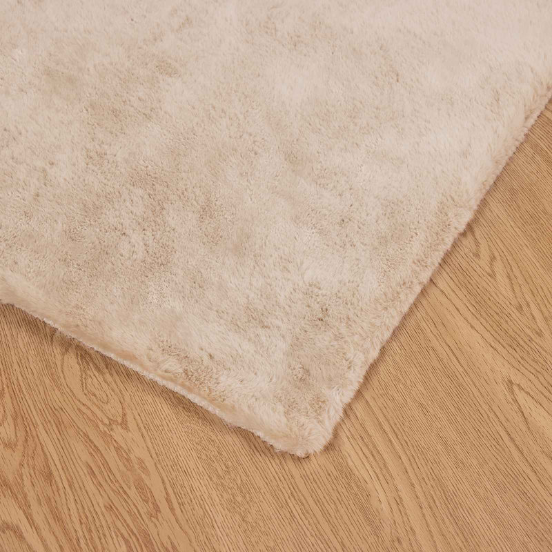  Faux Rabbit Fur Rug Olite Polyester, Rectangle 120 x 170 cm, Taupe