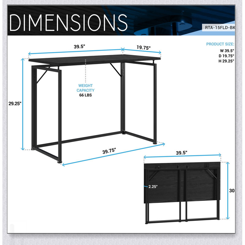 Bureau pliant compact pour petits espaces Techni Mobile, peu encombrant et facile à utiliser, parfait pour la maison ou le bureau