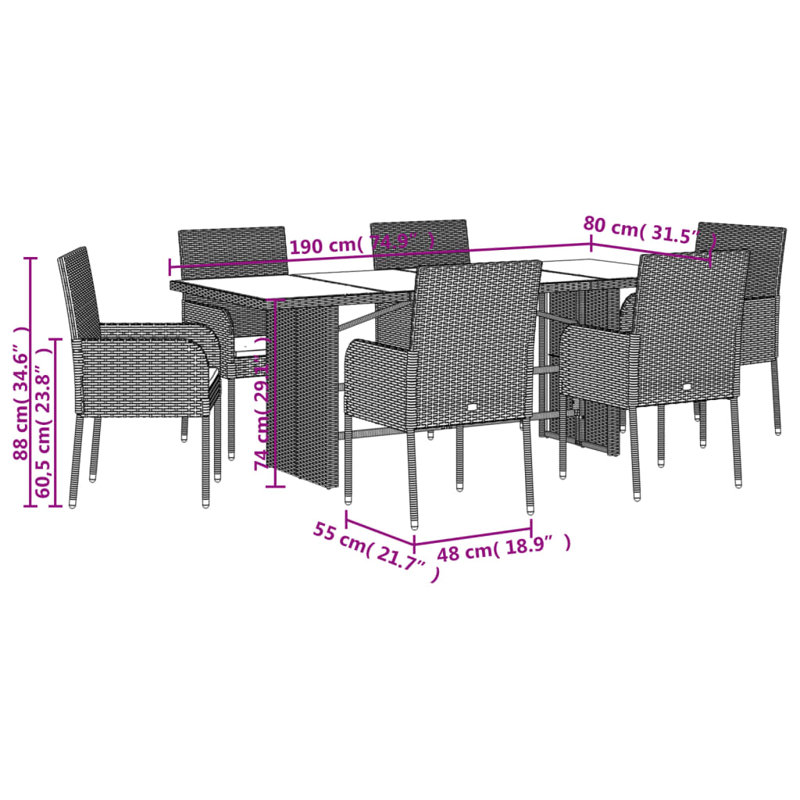  Garden Dining Set Grey