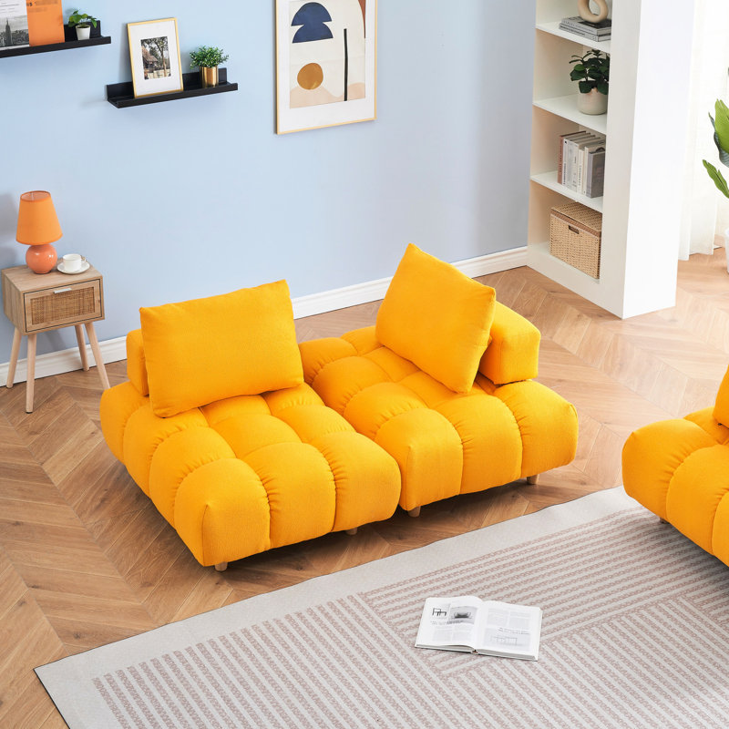 Jaune 60 po, ce qui rend votre maison plus invitante avec sa causeuse en tissu de 60 po confortable et élégante, ses sièges confortables pour tous les jours, son assemblage facile et sa conception moderne de style Mid-Century