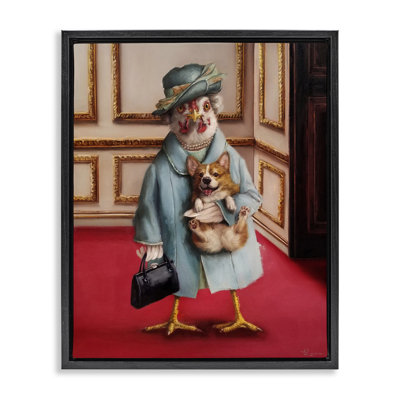 «Queen Chicken with Corgi Regal Animal Humor» par Lucia Heffernan