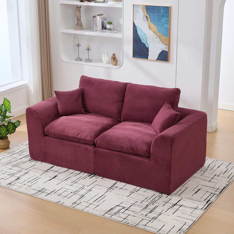 Boneless Modular Sectional Sofa Cloud Couch,2 Seater With Cushion Covers Removable Furniture For Living Room,bedroom,apartments