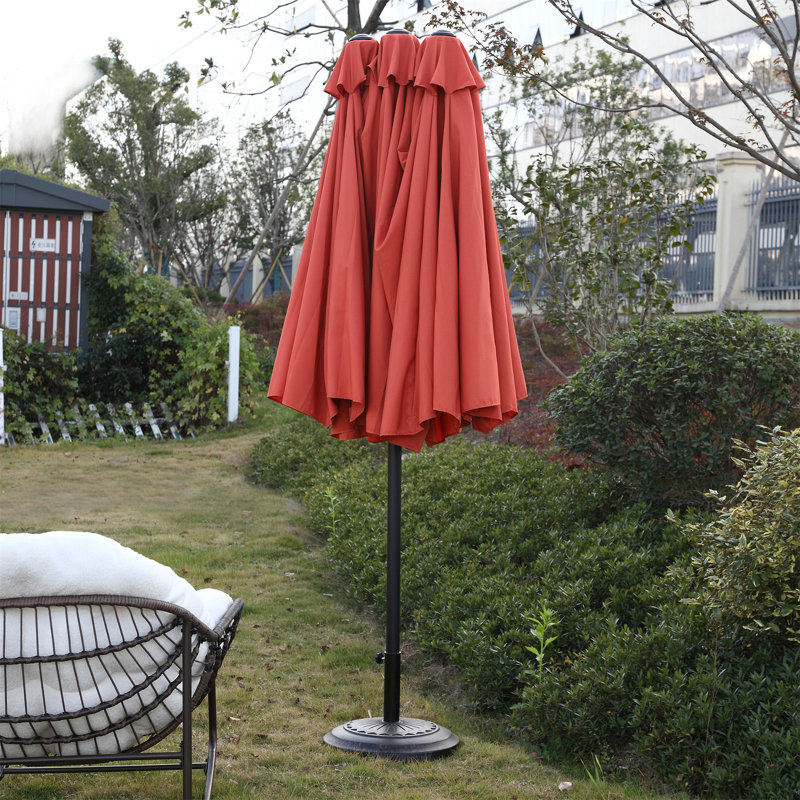 Grand parasol d'extérieur double face 14,8 pi avec manivelle (orange) (sans base)