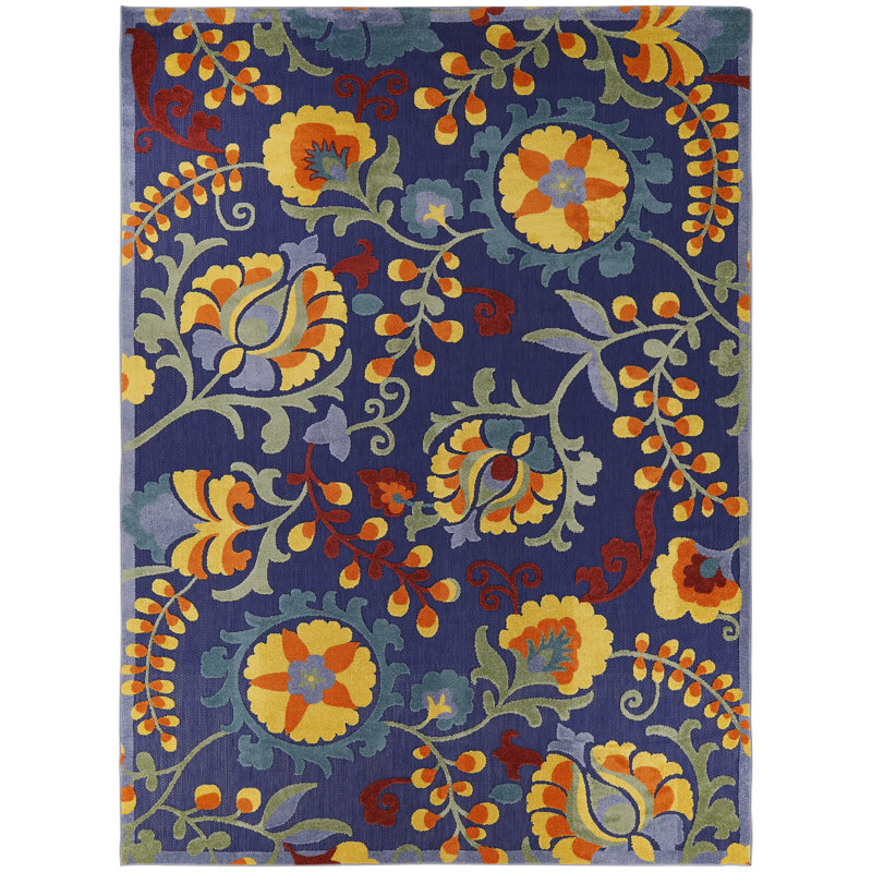 Tapis intérieur / extérieur à motif floral Isalia, Rectangle 7 pi 10 po x 10 pi 6 po
