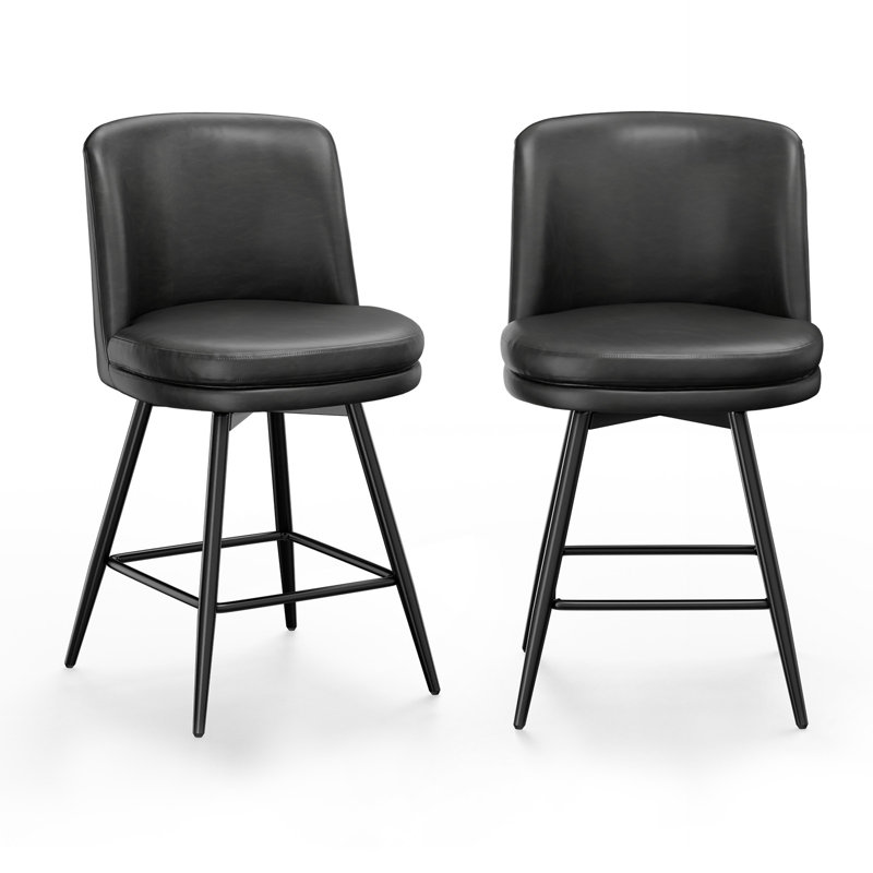 Caractéristique pivotante contemporaine en cuir de polyuréthane, similicuir et qualité durable, Noir, 2