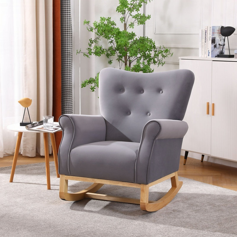 Chaise berçante moderne à haut dossier et chaise berçante confortable, Gris