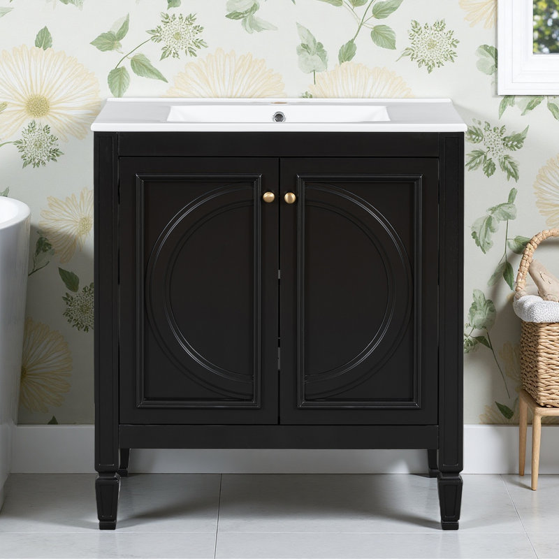 Meuble-lavabo de 30 pouces avec meuble-lavabo en céramique, Noir