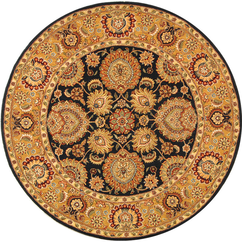 Persian Court Silk & Wool Pile Oriental Rug, Round 4'