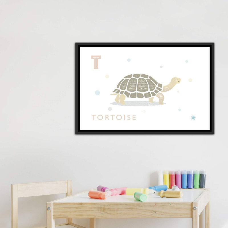 Tortue - imprimé, H 26 po x l 40 po x 1,5 po, Toile avec cadre noir patiné, Aucun mat