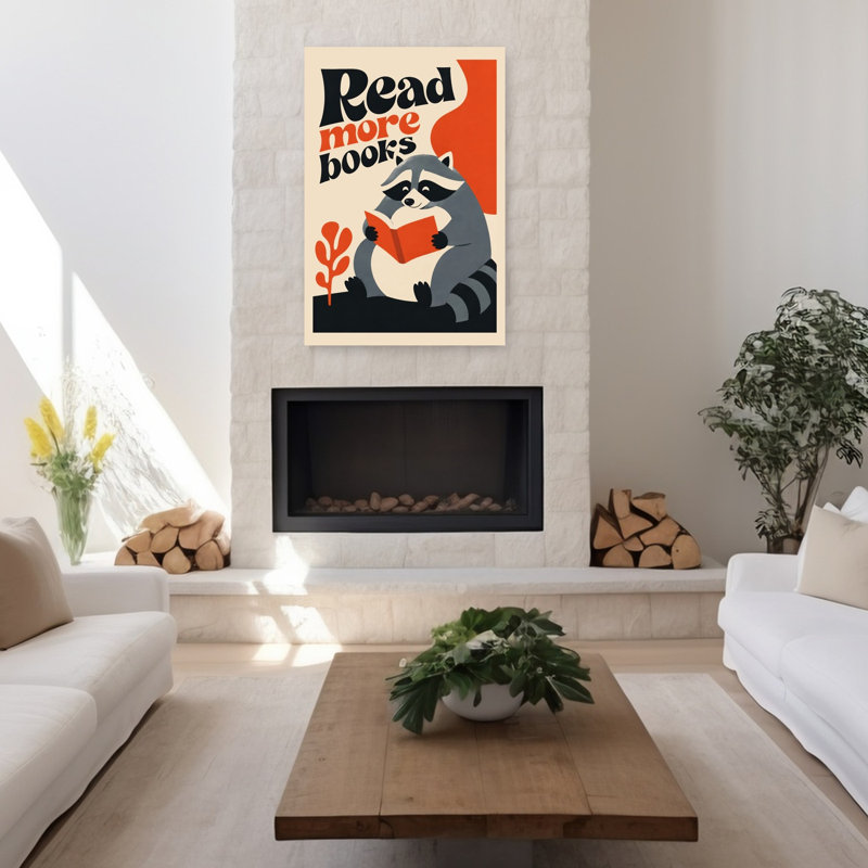 Raton laveur qui lit un livre, 48" H x 32" W