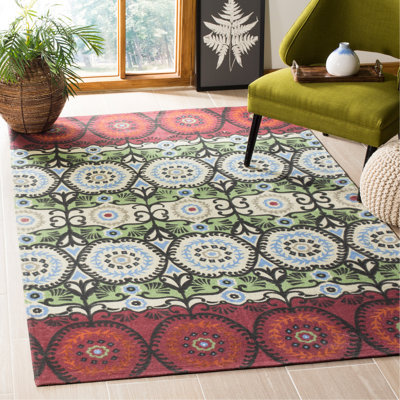 Allison Handwoven Flatweave Cotton Green/Blue/Red Area Rug