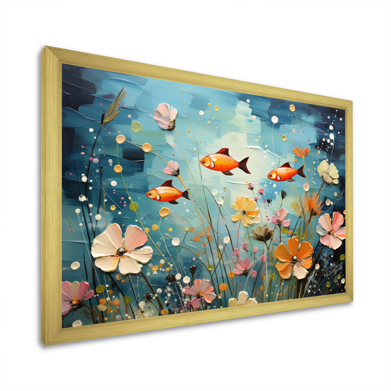 Aquariums Aquatic Dance Pointillism I " Aquariums Aquatic Dance Pointillism I ", Gold Picture Framed, 34" H x 44" W x 1.5" D