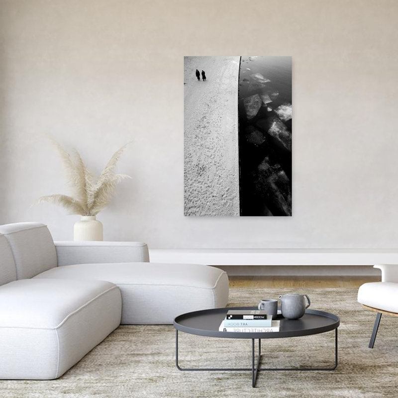 «Winter Shore Walk Abstract Contemporary Landscape Nature», reproduction d'art murale, 60" H x 40" W