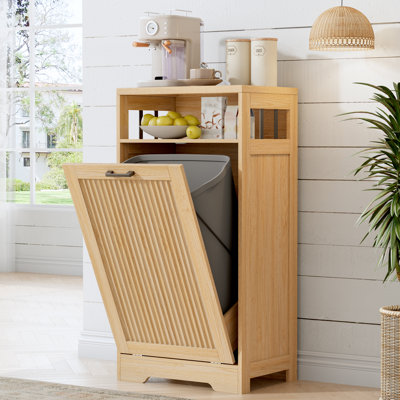 Armoire à ordures inclinable 13 gallons - Conception cannelée avec tablette de rangement ouverte