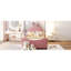 Lit de jour simple tapissier avec tête de lit en forme d'oreille de lapin, rose