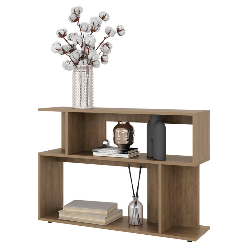 Table d'appoint multifonctionnelle à 2 étagères, design ouvert en chêne naturel, convient aux salons et aux bureaux, panneaux de particules, dimensions : 66,3 cm (H) x 95 cm (L) x 25 cm (P), étagères intégrées, hauteur sous plafond : 66,3 cm.