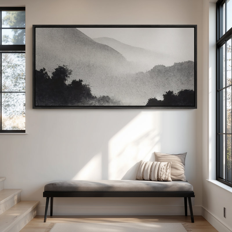 Très grand art mural rétro encadré pour art classique, H 30 po x l 60 po, Noir