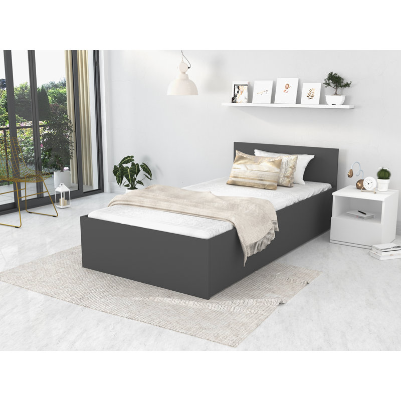 Grandview Ottoman Storage Bed, Grey, European Single (90 x 200cm)