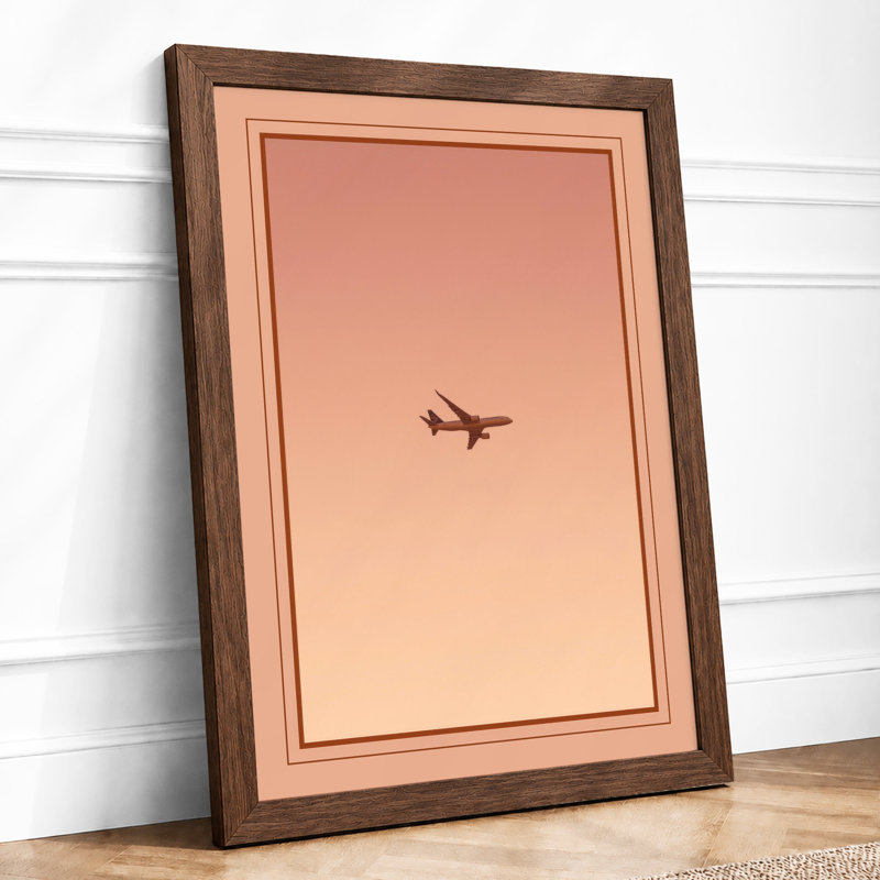 Solitary Flight Minimalist - Framed Print, A3 - 42.0 x 29.7 cm, Walnut