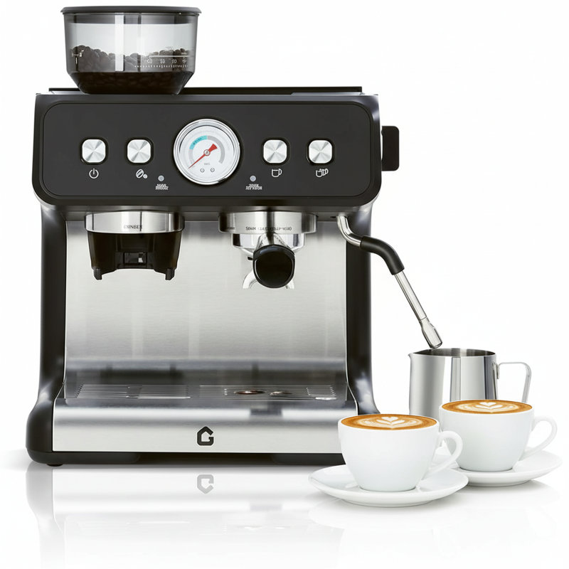 Espresso Machine, With Grinder, Black