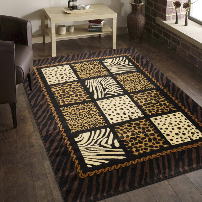 Tapis multicolore imprimé animal 5 pi 3 po x 7 pi 3 po, Rectangle 5 pi 3 po x 7 pi 3 po
