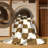 Machine Washable Checkered Beige Area Rug-937533361
