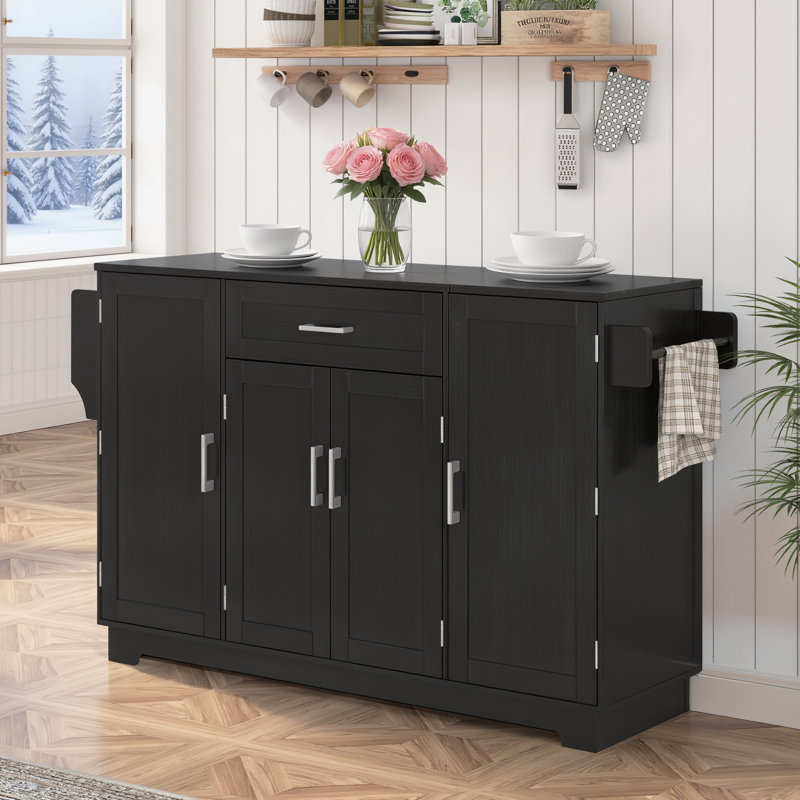 54.8-Inch U-Shaped Sideboard, Four Doors, One Drawer, Large-Capacity Storage, With Adjustable Shelves, Versatile Storage Cabinet For Dining Room And Kitchen, Black.