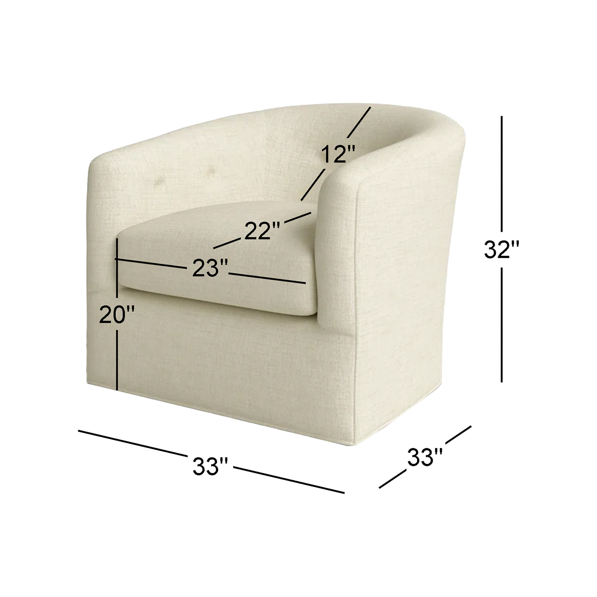 Midori Upholstered Swivel Barrel Chair, Ida Beige