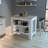 Kitchen Island Antibacterial Dozza, Three Shelves, Light Gray / White Finish