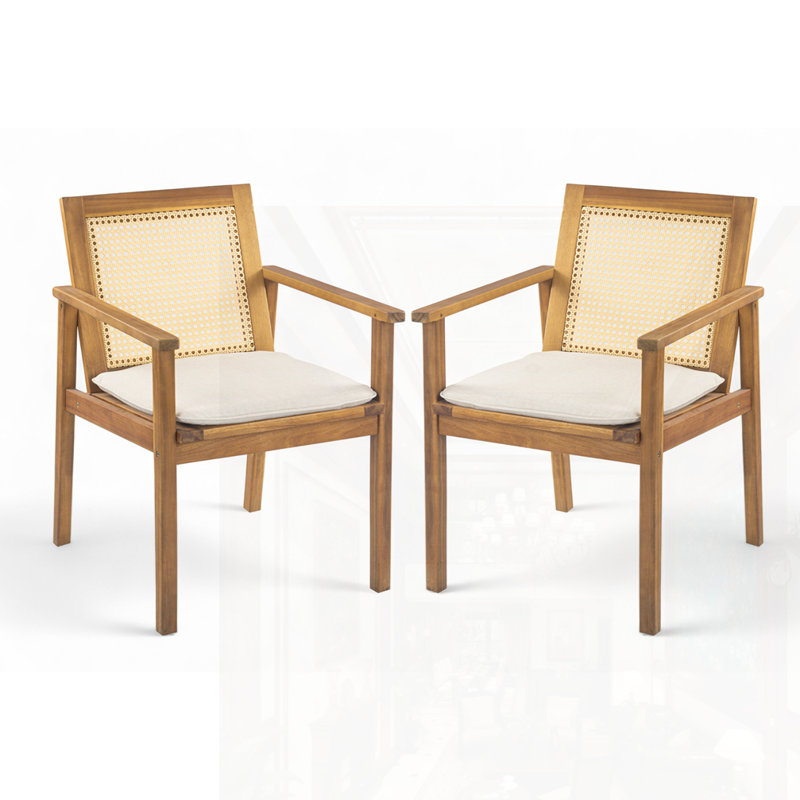 Chaise de salle à manger d'extérieur avec coussin (ensemble de 2)