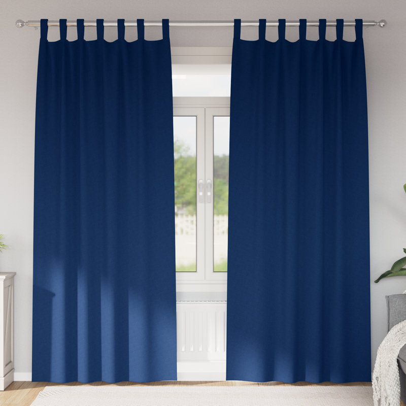 Curtains With Curtains 2 Pcs Polyester, Dark Blue, 140cm Width x 260cm Drop