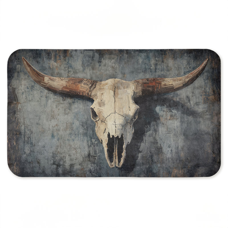 Tapis de sol anti-fatigue crâne de vache foncé foncé, design par Nina Blue, 30 po x 18 po, Crâne de vache foncé foncé