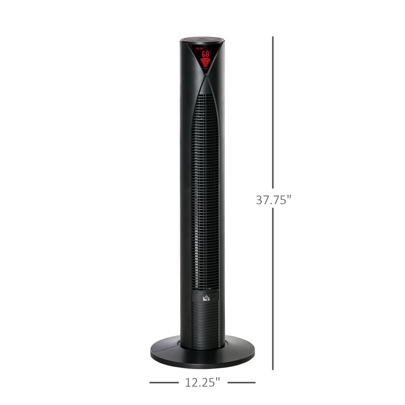 HOMCOM Freestanding Tower Fan Cooling For Bedroom With 3 Speed, 12H Timer, Oscillating, LED Sensor Panel, Remote Controller, Black