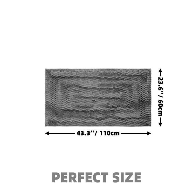 Tapis de bain avec envers antidérapant, Gris, L 43 po x l 24 po