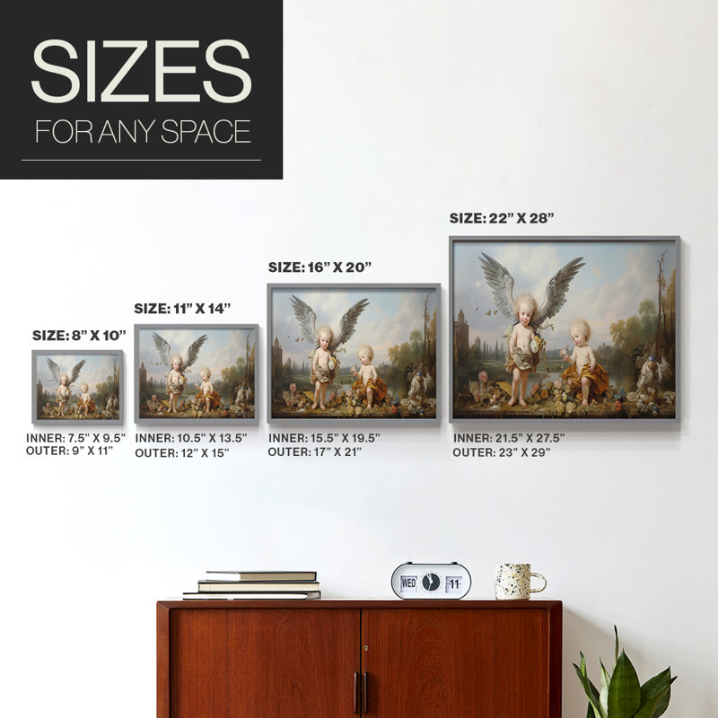 Angels From Above-11 - Reproduction encadrée - Restickable, Cadre gris, H 11 po x l 14 po
