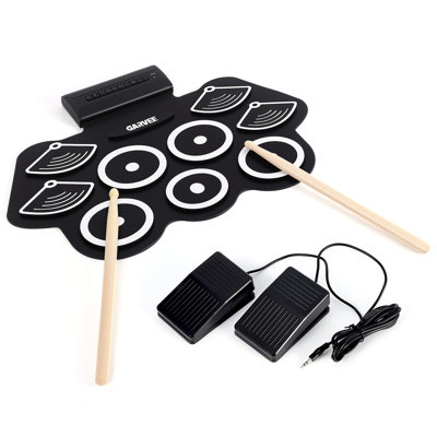 9 Pads Electric Drum Set, Portable Roll Up Electronic Drum Pad with , Pedals & Sticks, Great Holiday Xmas Birthday Gift for Kids