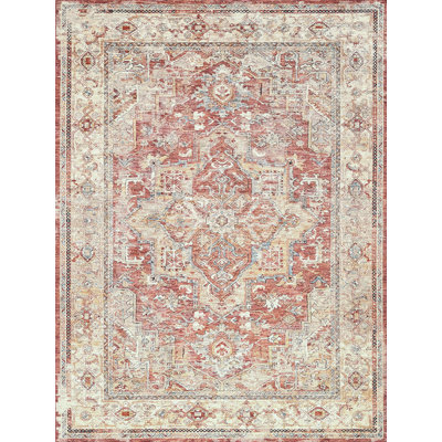 Antique Loom Rust/Beige Polyester powerloom Area Rug