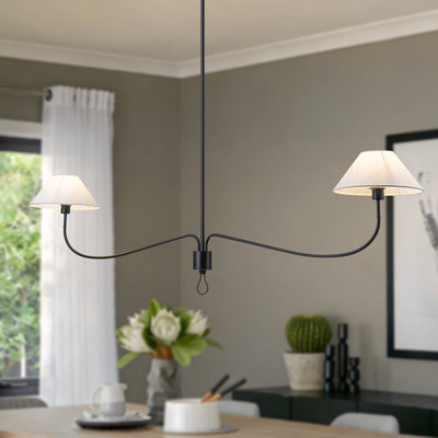 Grand lustre linéaire moderne en tissu à 2 lumières à intensité variable Modern Minimalist