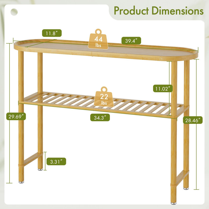 Table d'entrée moderne en bambou 39,4 po, Naturel