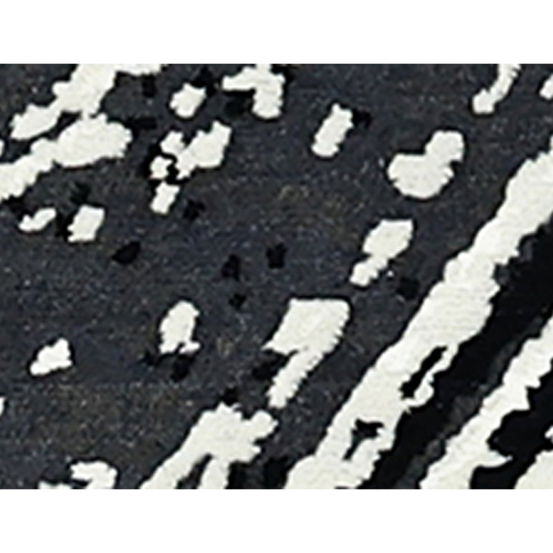 Hand Knotted Abstract Area Rug in Black/White, Rectangle 8' x 10'