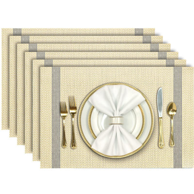 Placemats, Placemats Set Of 6, Heat Resistant Place Mats, Washable PVC Table Mats, Woven Vinyl Plastic Placemats For Dining Table
