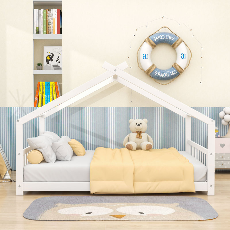 Lit plateforme avec tête de lit Esenler, Simple, Blanc