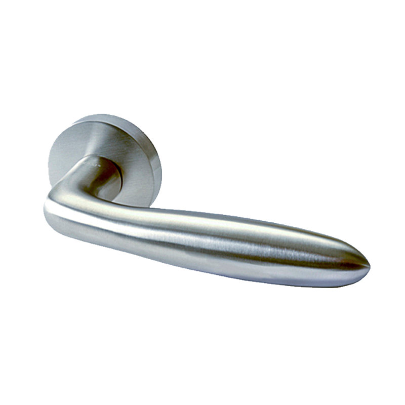 Alpine Lever 26 Privacy Set with Round Rose, Satin Stainless Steel, 2.375"