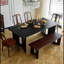 Table de salle à manger de style français tout en bois massif rétro-108743796