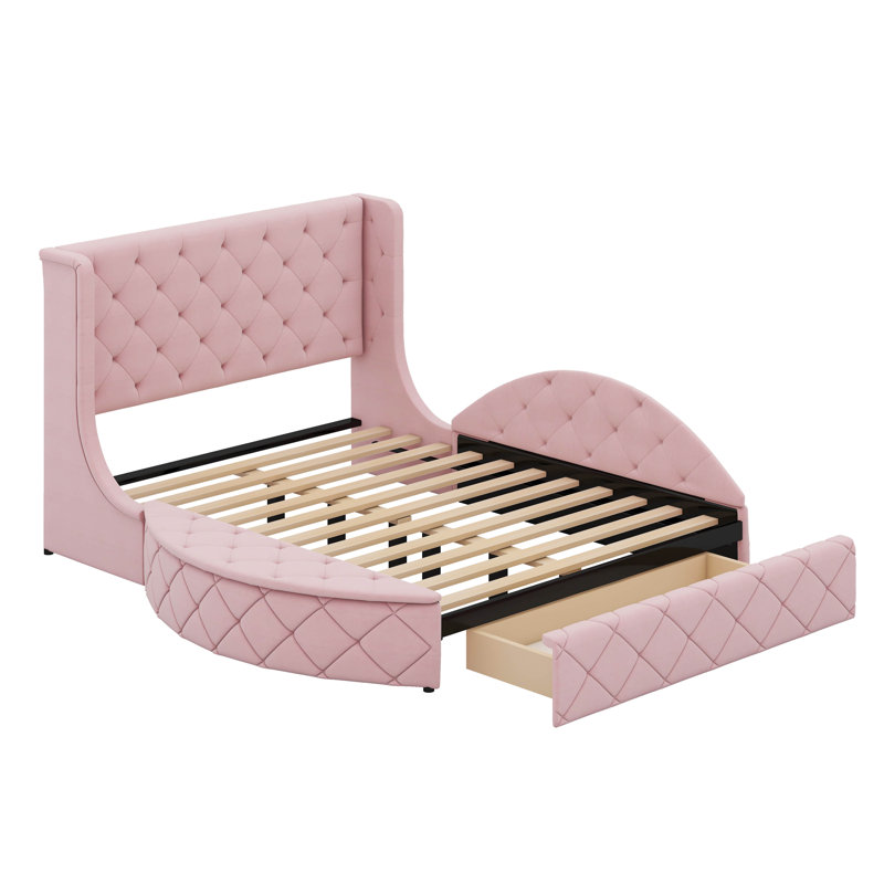 Grand lit de rangement tapissier Arenberg, Rose