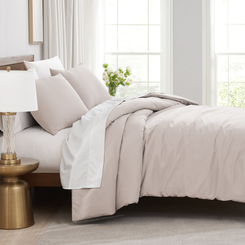 Southshore Fine Linens Vilano Duvet Cover Set, Oversized 110 GSM Microfiber Bedding with Hidden Zipper Closure and 4 Corner Ties, 1 Pillow Sham, Twin/Twin XL, Bone